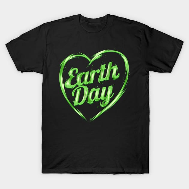 Green Heart Showing Logo For Earth Day T-Shirt by SinBle